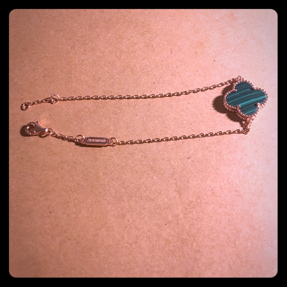 Gold Malachite Clover Bracelet